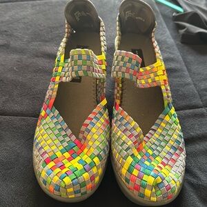 Steve Madden Steven Colorful Gray Woven Wedges Size 10 Women’s